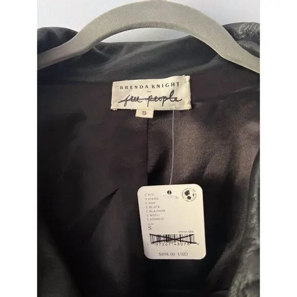 Free People Nigel Preston Chain Embellished Biker Jacket Leather - Picture 7 of 14